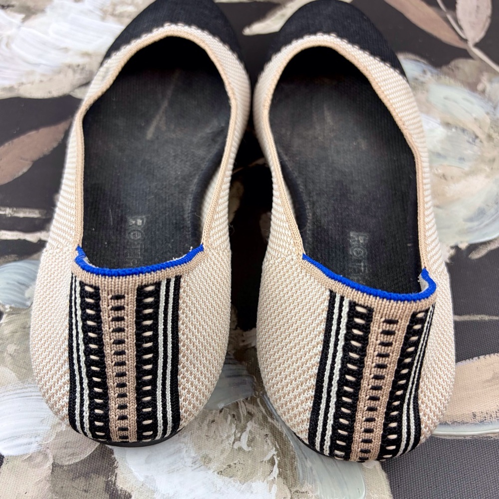 Rothy’s Cap Round Toe Ballet Flats in Black Camel Size 9. - Picture 5 of 7